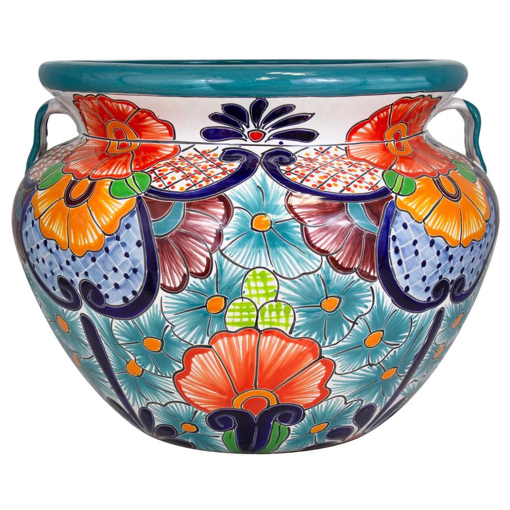 Trendspot 16 in. Blue Talavera Cantina Ceramic Planter CR10844-14D - The  Home Depot