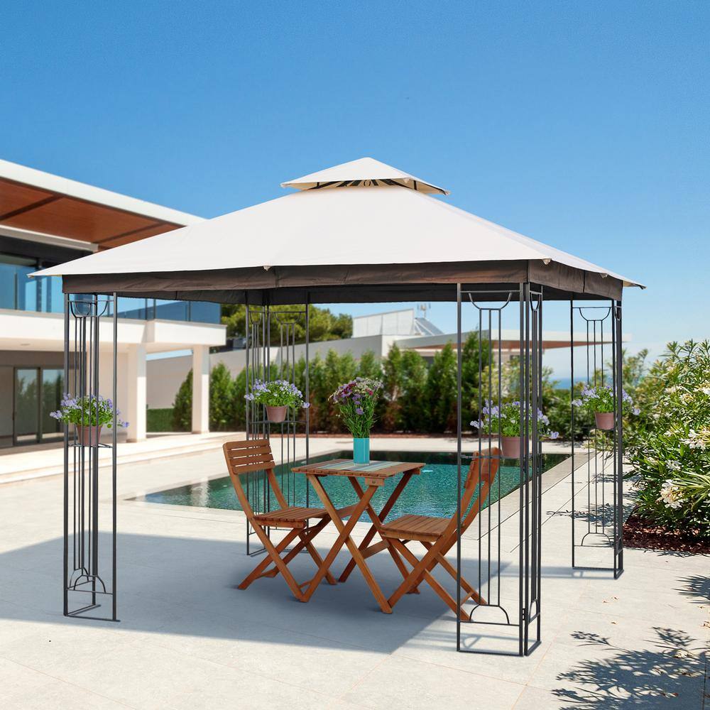 LAUREL CANYON 10 ft. x 10 ft. Outdoor Steel Patio Gazebo with 2Tier UV