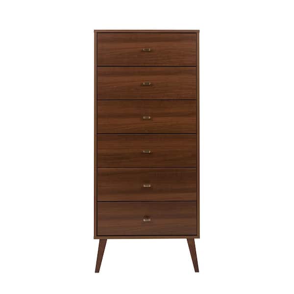 Milo Mid Century Modern Cherry 6-Drawer 25 in. Chest of Drawers