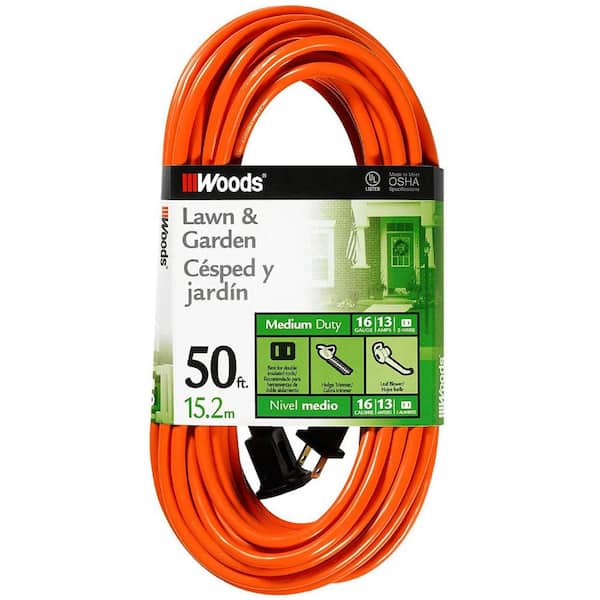 50 ft. 16/2 SJTW Outdoor Light-Duty Extension Cord in Orange