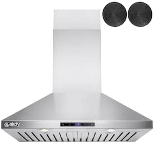 30 in. Convertible Kitchen Wall Mount Range Hood in Stainless Steel with Touch Control and Carbon Filter