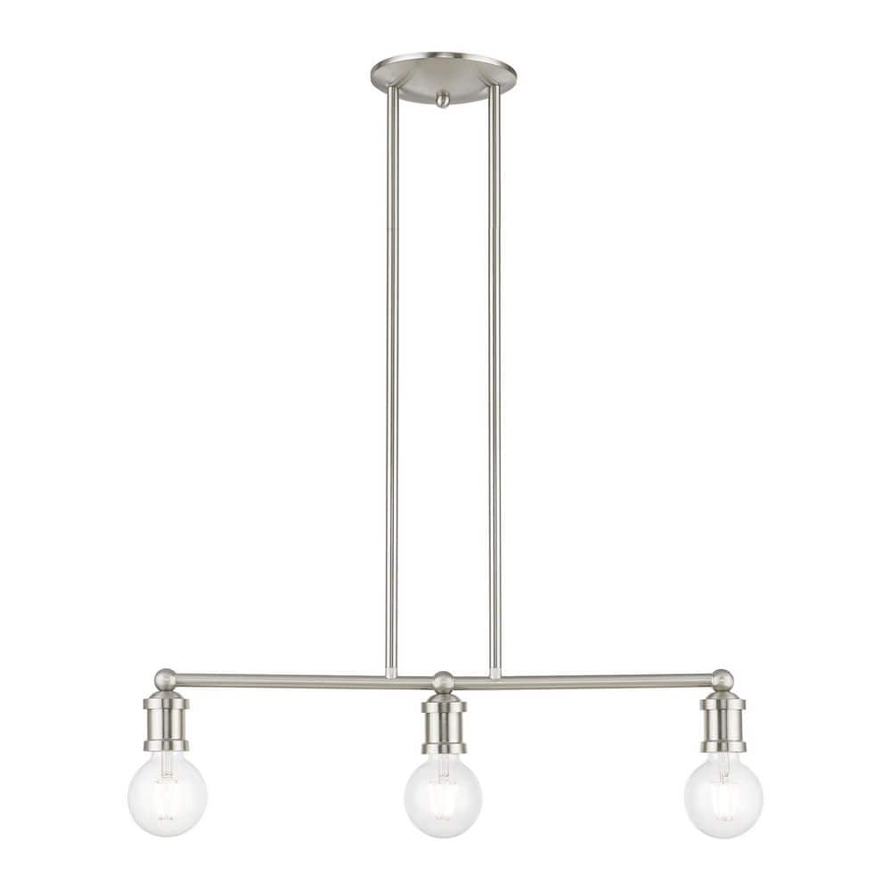 Livex Lighting Lansdale 3-Light Brushed Nickel Linear Chandelier 47163 ...