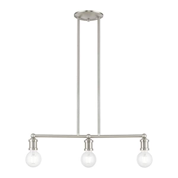 Livex Lighting Lansdale 3-Light Brushed Nickel Linear Chandelier