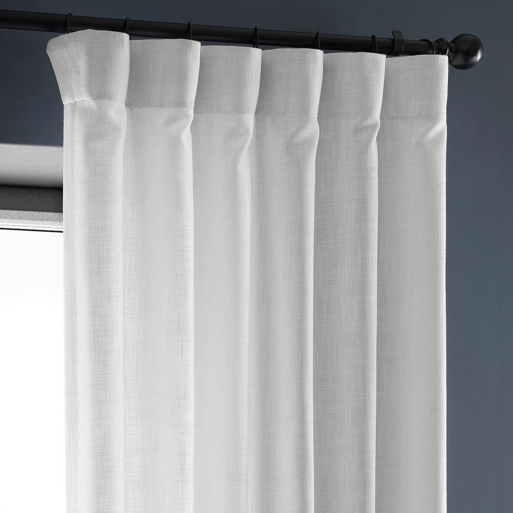 Rice White Light-Filtering Faux Linen Curtain Panel, 50"W x 120"L