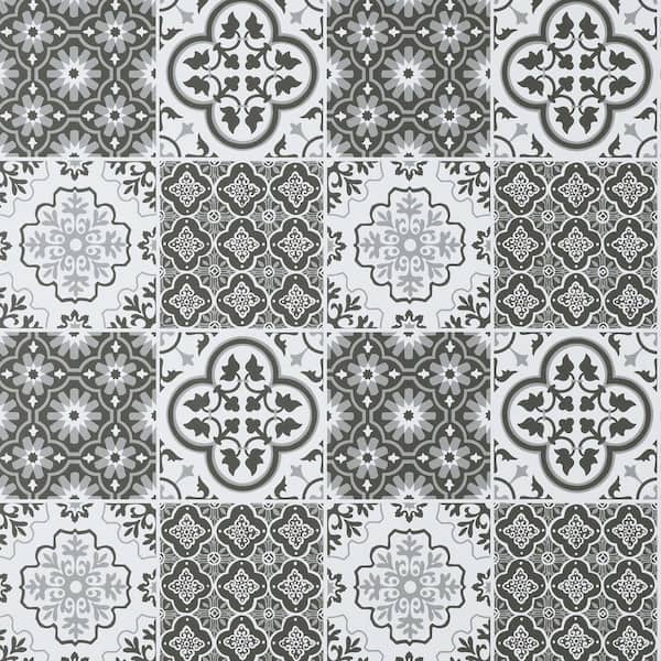 Grey Lisbon Tile Peel and Stick Vinyl Wallpaper