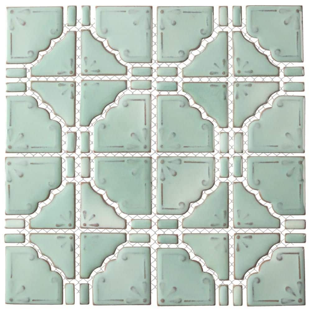 Hudson Moonbeam Mint Green 6 in. x 6 in. Porcelain Mosaic Take Home Tile Sample price history on PriceWatchPro