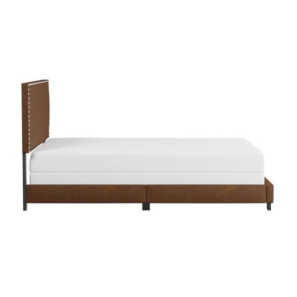 Hillsdale Furniture Gayle Faux Leather Nail Head Trim Upholstered Queen Bed,  Saddle Brown 2751-500LUP - The Home Depot