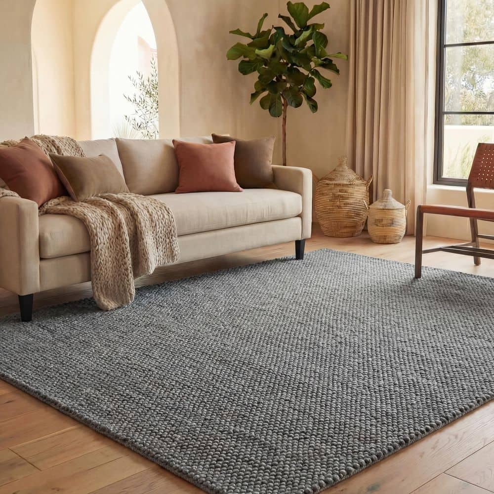 Natura 8 ft. x 10 ft. Dark Gray Textured Solid Area Rug price history on PriceWatchPro