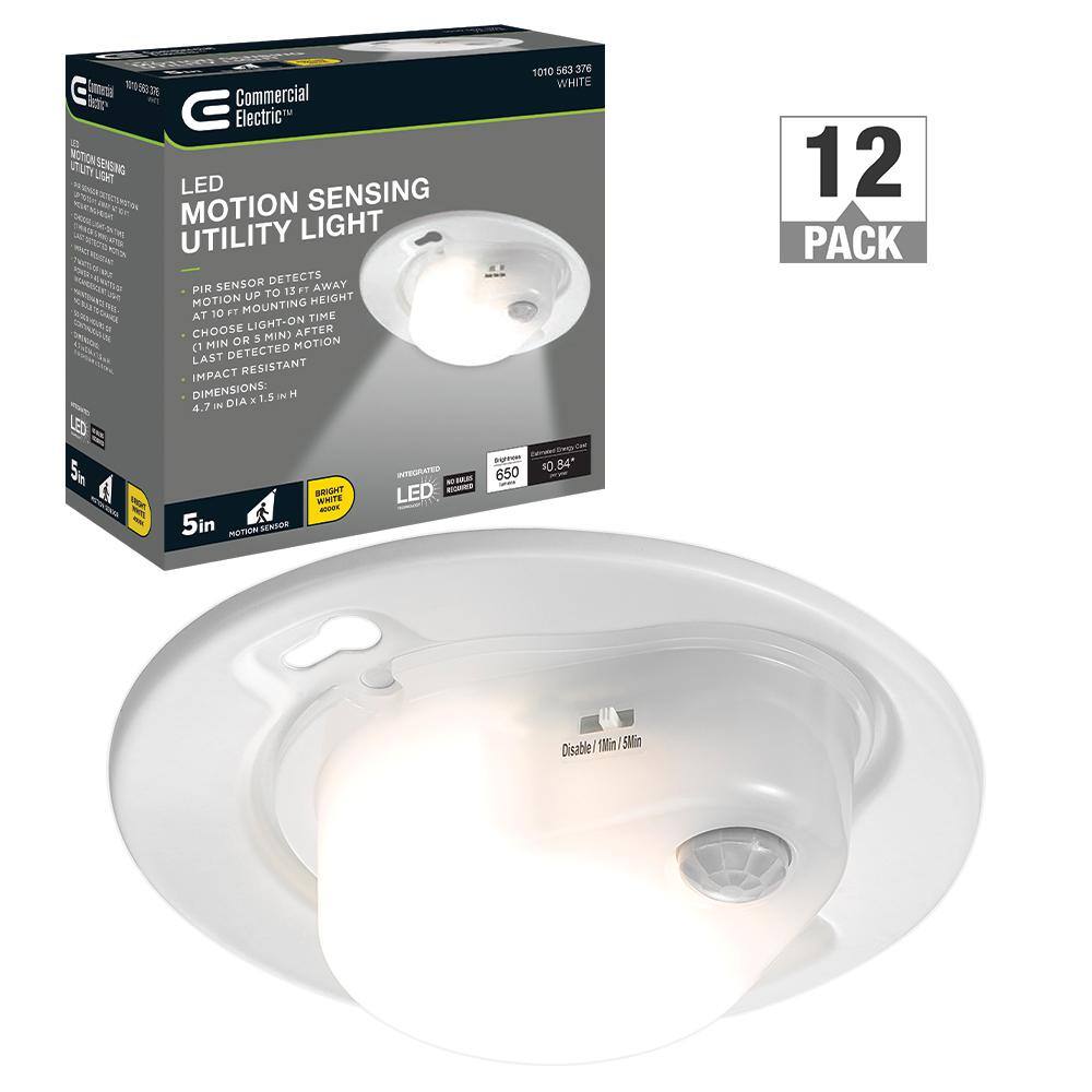 Commercial Electric 45-Watt Equivalent E26 5 in. Motion Sensing Closet ...