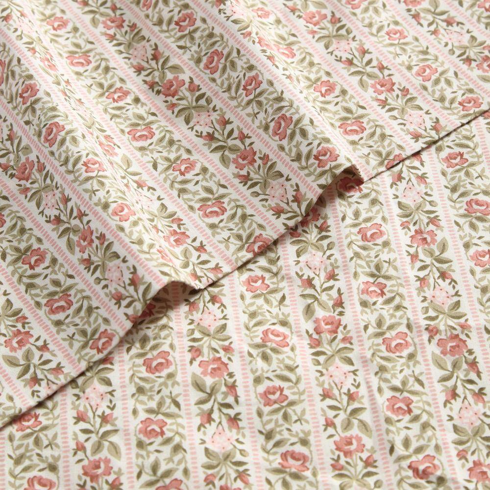 Marta Stripe Pink Cotton Percale Queen Sheet Set