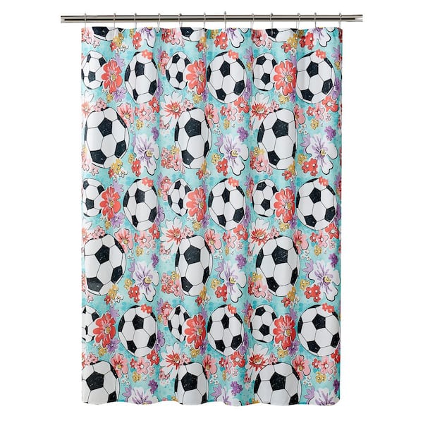 Sports Ilrated Fabric Shower Curtain Multi 70 Quot X72 Soccer Ball Fl Ditsy Msi020257 The