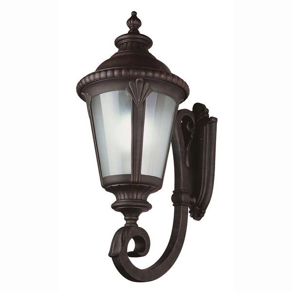 Bel Air Lighting 1-Light Rust Outdoor Energy Saving Coach Lantern with Frosted Glass