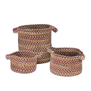 Vintage Farmhouse Round Polypropylene Basket in Brick (Set of 3)