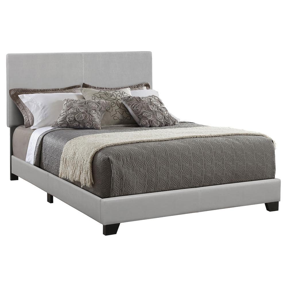 Contemporary Gray Faux Leather King Upholstered Bed Frame