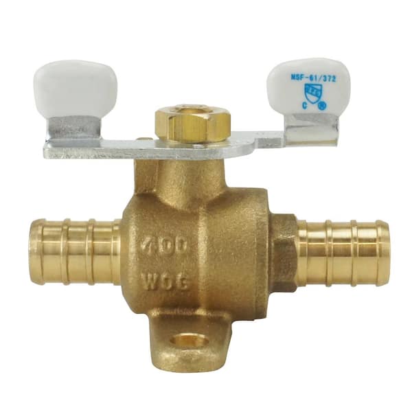 Apollo 1/2 in. Brass PEX-B Barb Ball Valve with Tee Handle and Mounting Pad