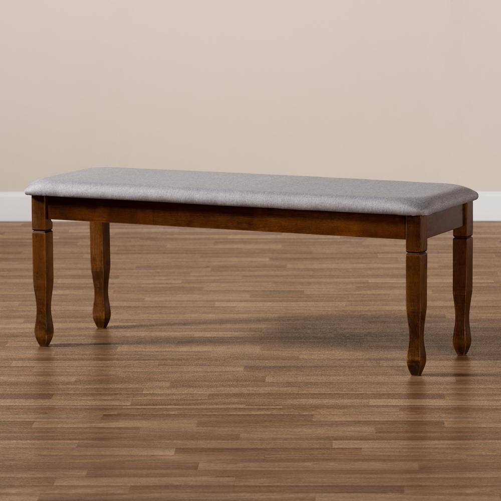 Corey 48'' Gray Fabric and Walnut Wood Classic Dining Bench