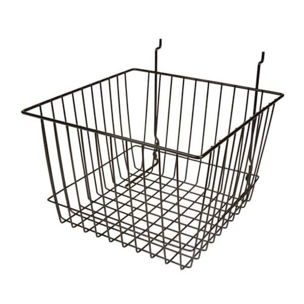 Set of 2 Black Wire Baskets for Slatwall Gridwall and Pegboard 12" x 6" x 6" 