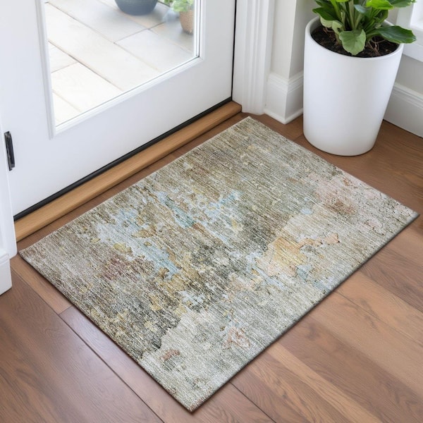 Mayfield Premium Machine Washable Abstract AMF1234 Brown 2 ft. x 3 ft. Area Rug