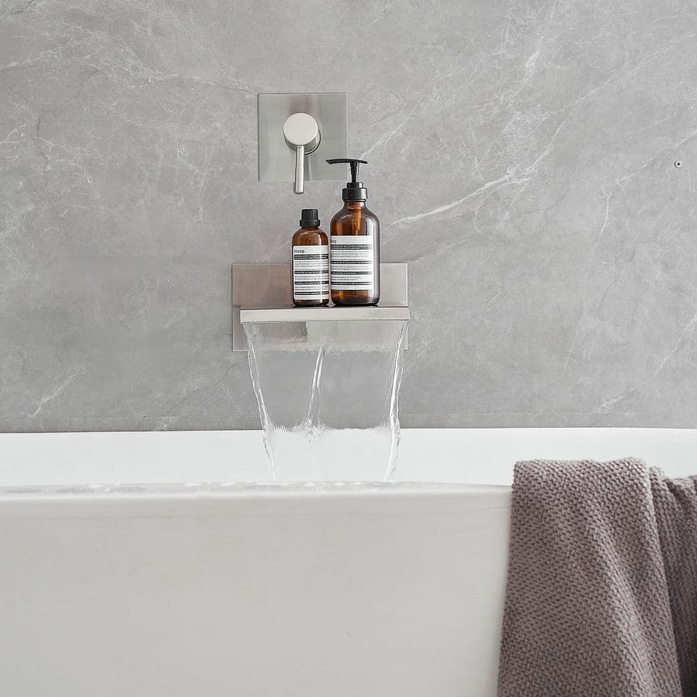 Brushed Nickel Wall-Mounted Single-Handle Bathroom Faucet