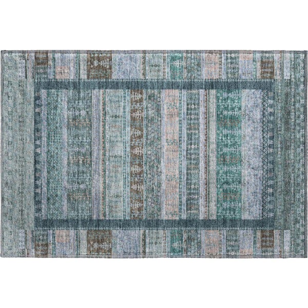 Mayfield Premium Machine Washable Abstract AMF2160 Emerald 2 ft. x 3 ft. Accent Rug
