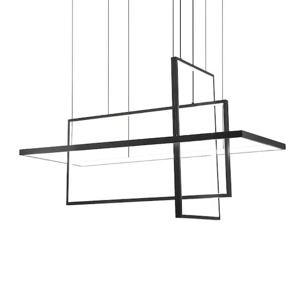 Boston 3 - Light Integrated LED Black Kitchen Island Chandelier with Wrought Iron Accents
