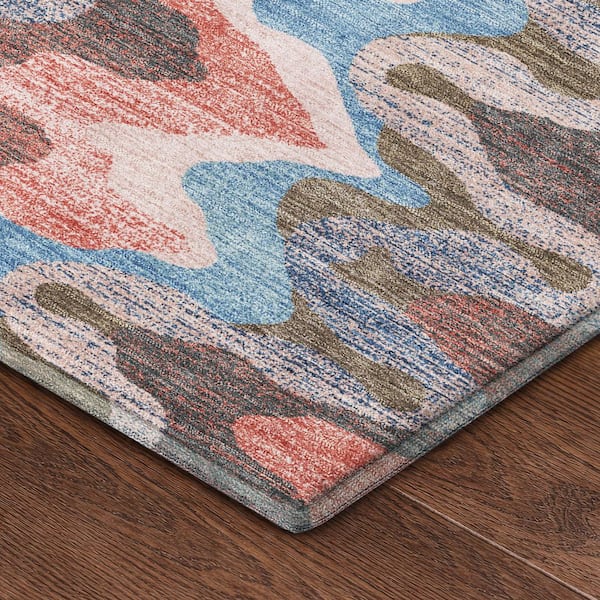 Mayfield Premium Machine Washable Abstract AMF2481 Pink 3 ft. x 5 ft. Area Rug