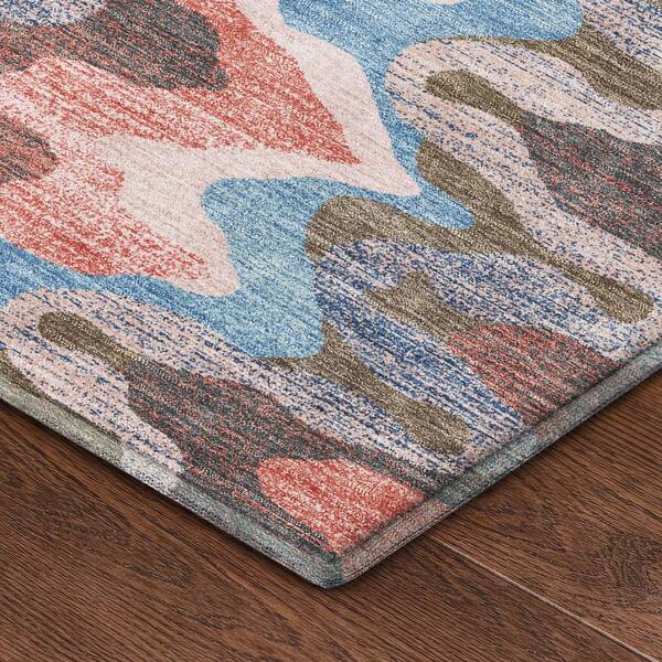Mayfield Premium Machine Washable Abstract AMF2481 Pink 8 ft. x 8 ft. Round Rug