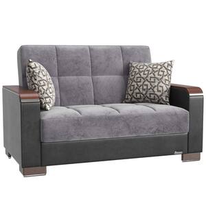 Basics X Collection Convertible 63 in. Grey/Black Microfiber 2-Seater Loveseat with Storage