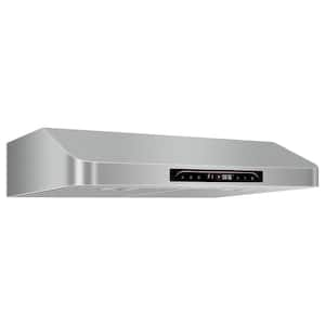 29.5 in. 900CFM Convertible Ducted Under Cabinet Range Hood in Stainless Steel with Baffle Filters two 5W LEDs