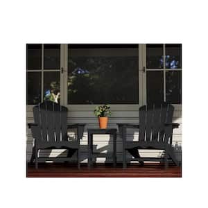 Classic All-Weather HDPE Plastic Adirondack Chair in Black