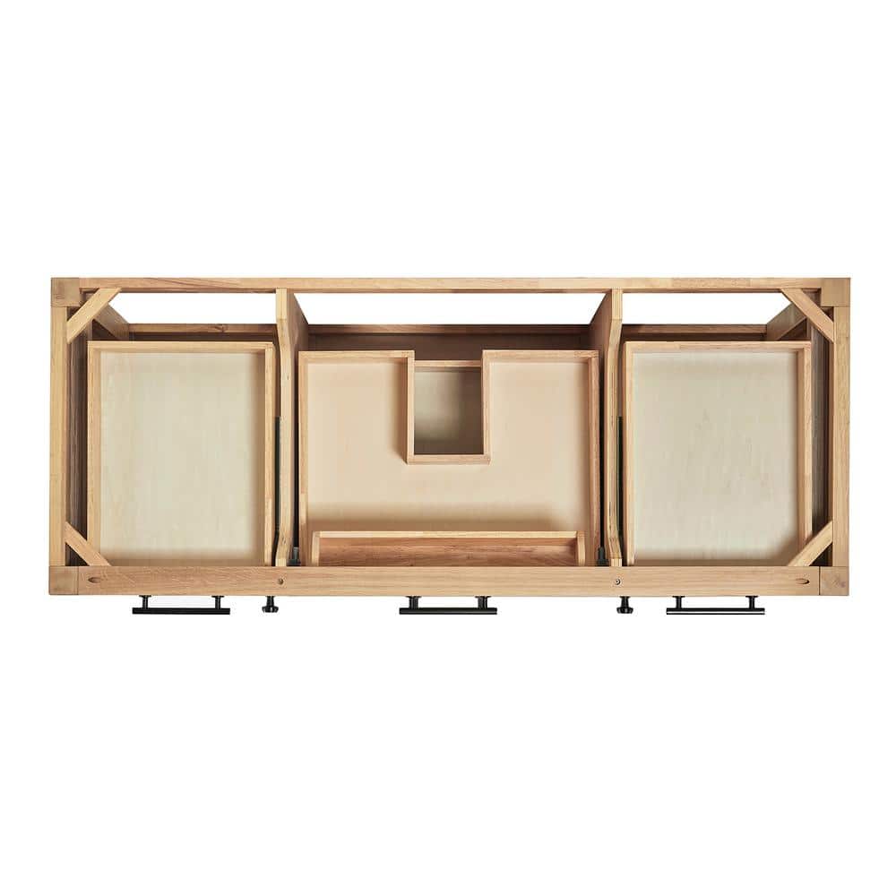 Camila 55" Light Brown Wood Single Sink Vanity with White Quartz Top