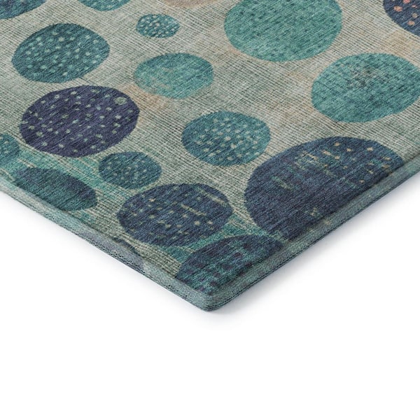 Mayfield Premium Machine Washable Abstract AMF1952 Teal 10 ft. x 14 ft. Area Rug