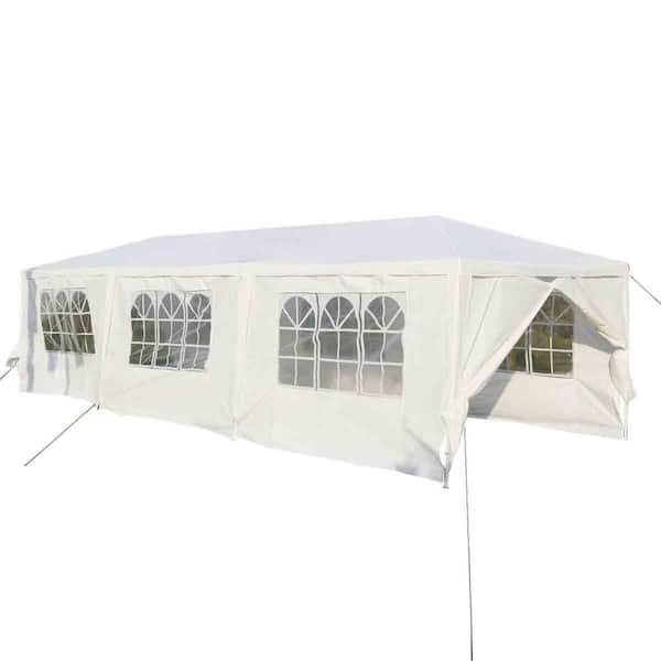 amortiguar todos los días Brote 10 sq. ft. x 30 ft. White Outdoor Party Wedding Tent Canopy Heavy-Duty  Gazebo OP3936 - The Home Depot