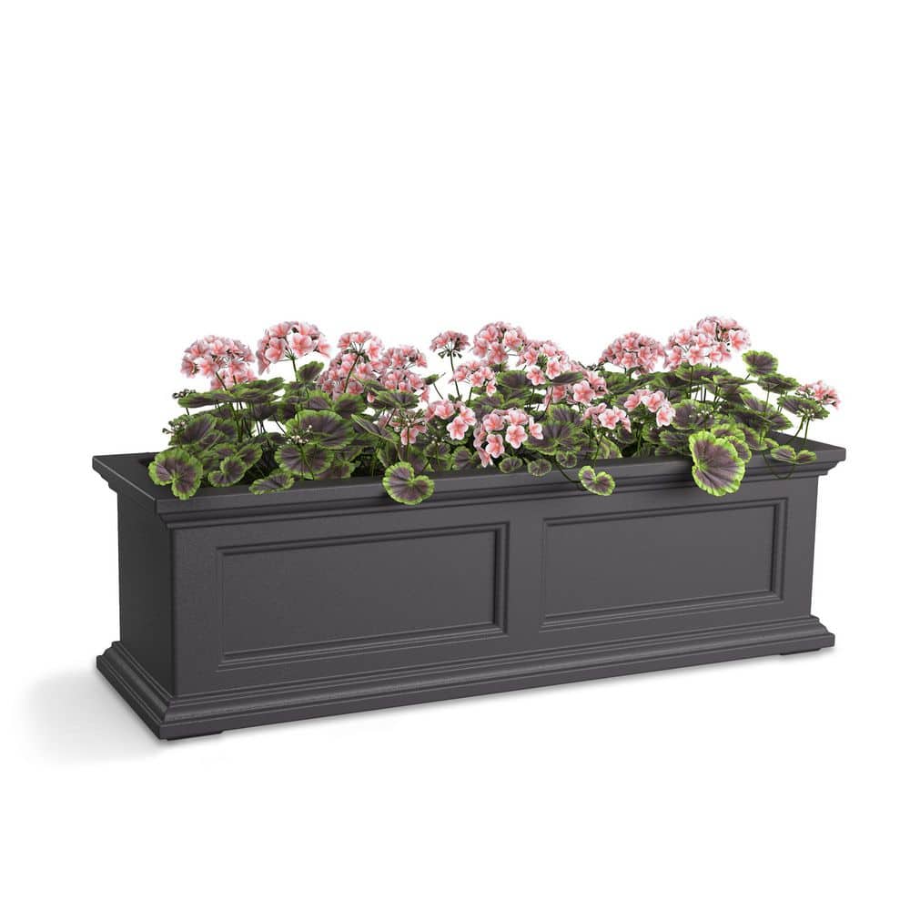 Mayne Fairfield 36 in. x 11 in. Self-Watering Graphite Grey