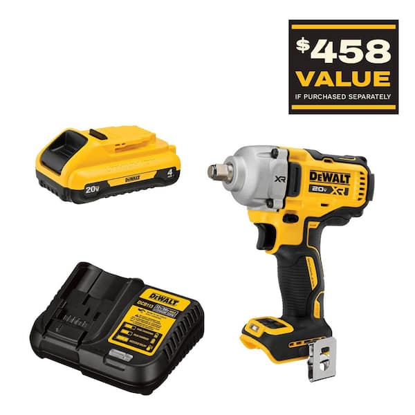 20V MAX XR Lithium-Ion Cordless 1/2 in. Impact Wrench with 20V MAX Compact 4.0Ah Battery and 12V to 20V MAX Charger