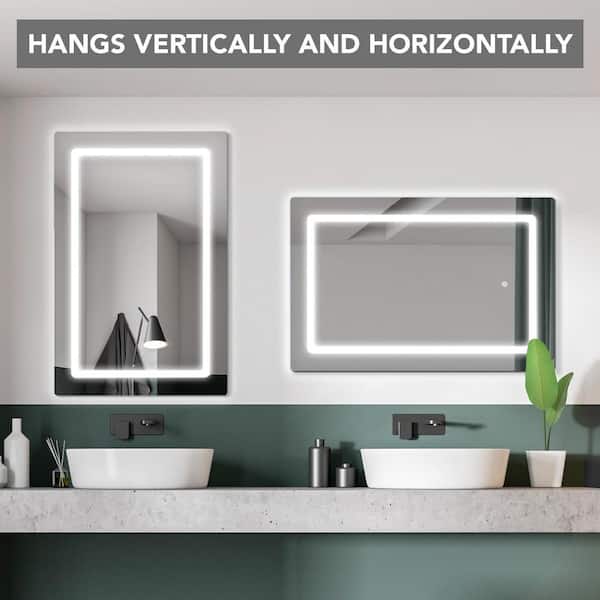 Illuminated Bathroom Mirror with Backlit LED Lights Wall Mounted Battery Powered 