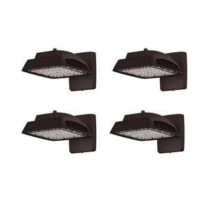 600-Watt Equivalent Bronze Outdoor Integrated Dusk to Dawn LED Flood Light with Wall Mount, 4000K (4-Pack)