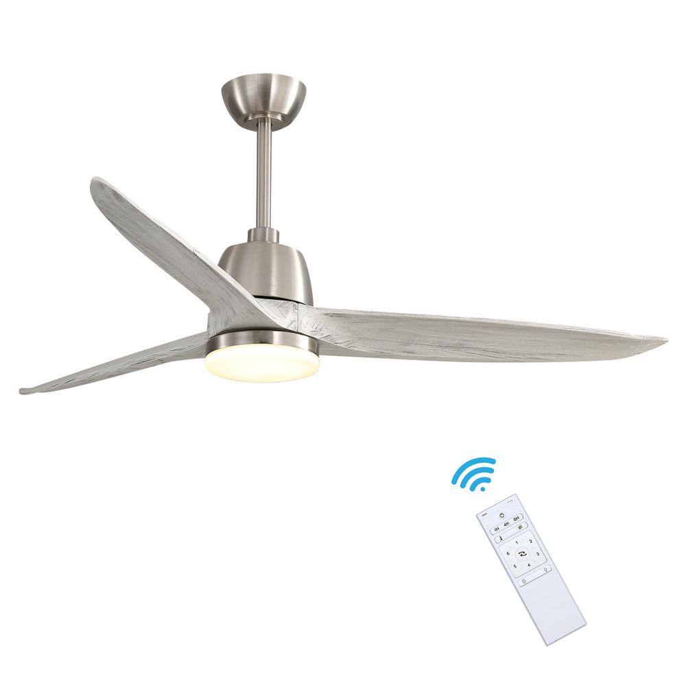 TAIFOND 56 in. Integrated LED Brushed Nickel Indoor/Outdoor Ceiling Fan ...