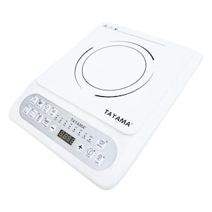 Single Burner 12 in. White Electric Induction Cooktop Hot Plate 1500-Watts