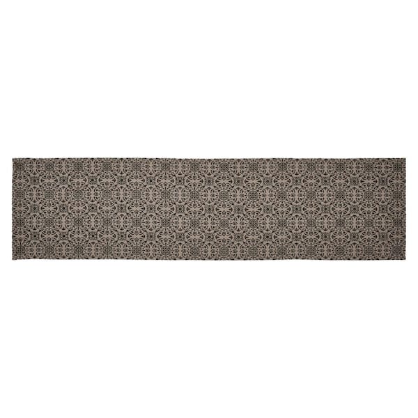 VHC Brands Custom House 12 in. W x 48 in. L Black Jacquard Cotton Blend Table Runner