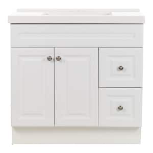 Glensford 37 in. W x 22 in. D x 37 in. H Single Sink Freestanding Bath Vanity in White with White Cultured Marble Top