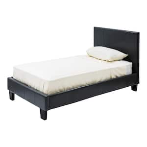 Zenna Gray Wood Frame Twin Upholstered Platform Bed