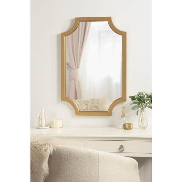 Kate and Laurel Hogan 30.00 in. H x 20.00 in. W Modern Scalloped Irregular  Gold Framed Accent Wall Mirror 220306 The Home Depot