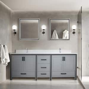 Ziva 84 in W x 22 in D Dark Grey Double Bath Vanity, White Quartz Top and 34 in Mirrors