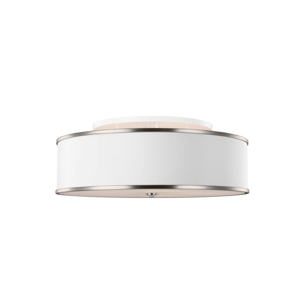 Satin Nickel 30" Round Drum Semi Flush Mount Light