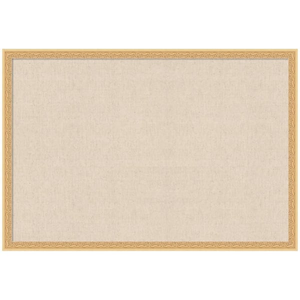 Bethany 26 in. x 38 in. Gold Wood Framed Neutral Linen Memo Board