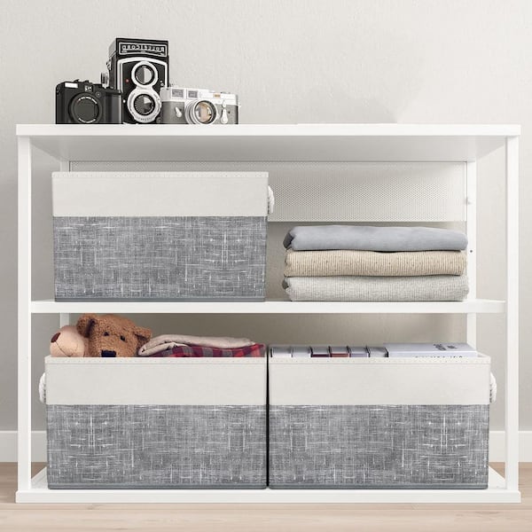 Unbranded Gray 10 in. x 9.5 in. Cardboard Decorative Basket Set of 3