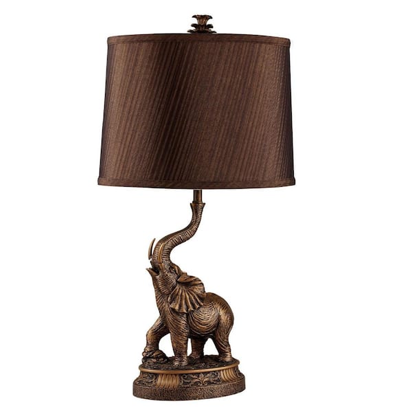 HomeRoots 26.5 in. Bronze Standard Light Bulb Bedside Table Lamp