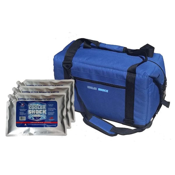 COOLER SHOCK Cooler Kit - 24 Hour Ice-Free Cooler with 3 Large Screw Cap Ice Packs