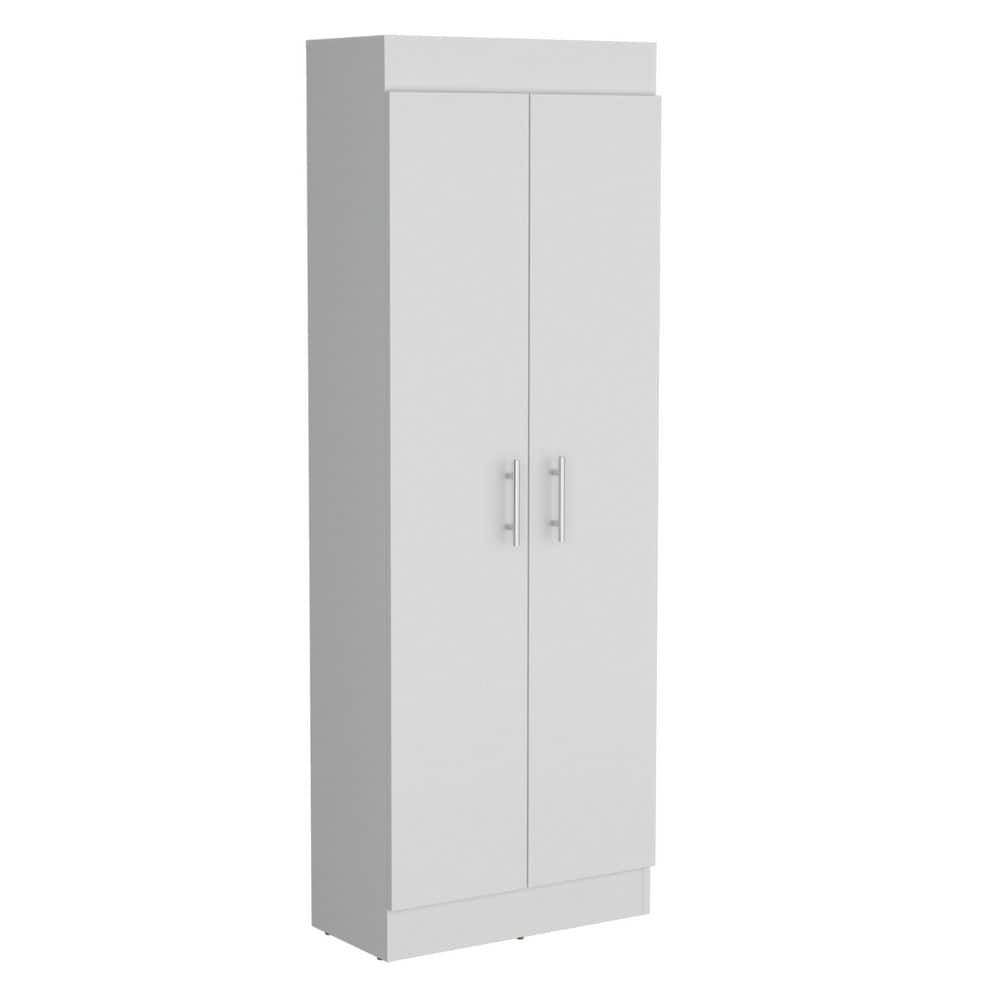 23.60 in. W x 11.90 in. D x 66.80 in. H White Pine Freestanding Linen Cabinet w/5-Shelves and 2-Doors in White